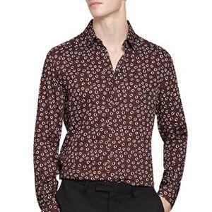 Reiss Glaz Circle Printed Casual Shirt in Bordeaux